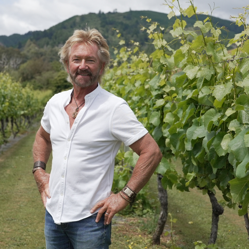 Noel Edmonds in vineyard